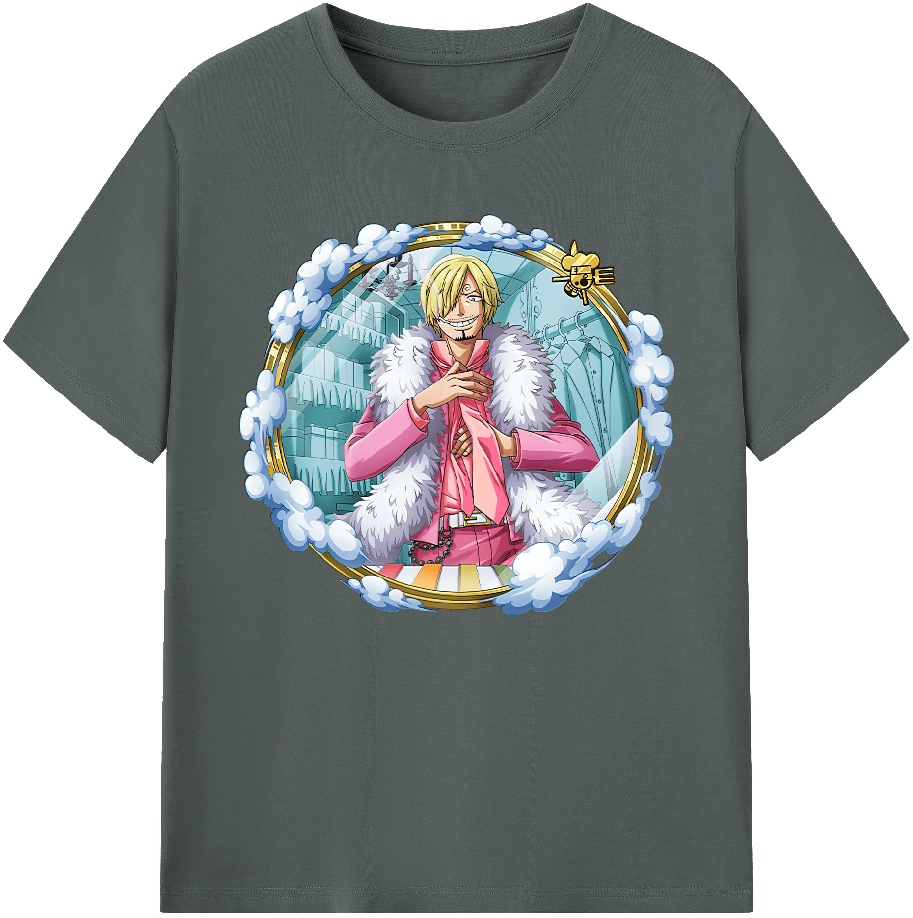 （画像用） ワンピース サンジ ONE PIECE Sanji 綿100％ メンズ半袖Tシャツ｜肌触りやわらか＆通気性